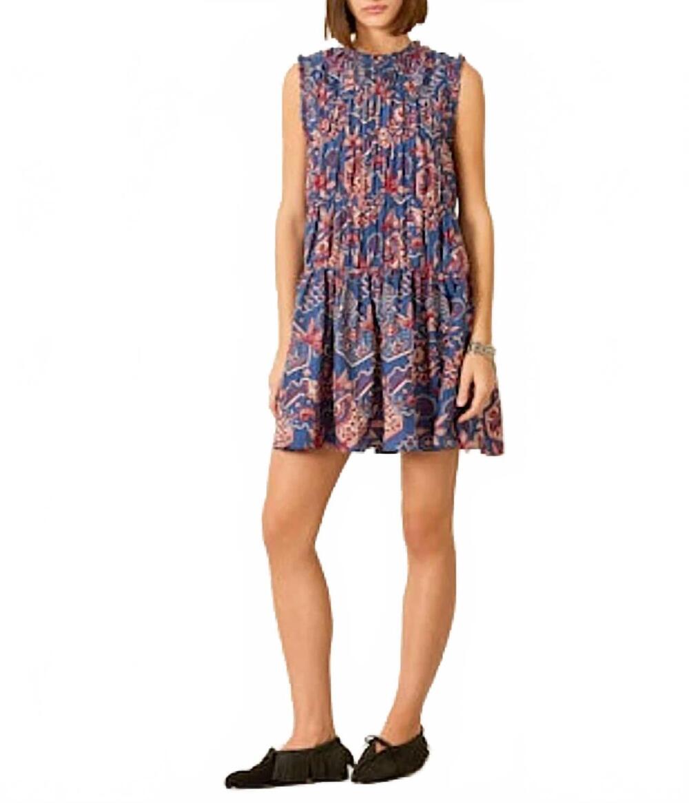 NEW ALIX OF BOHEMIA julie delft hive silk dress in medium blue